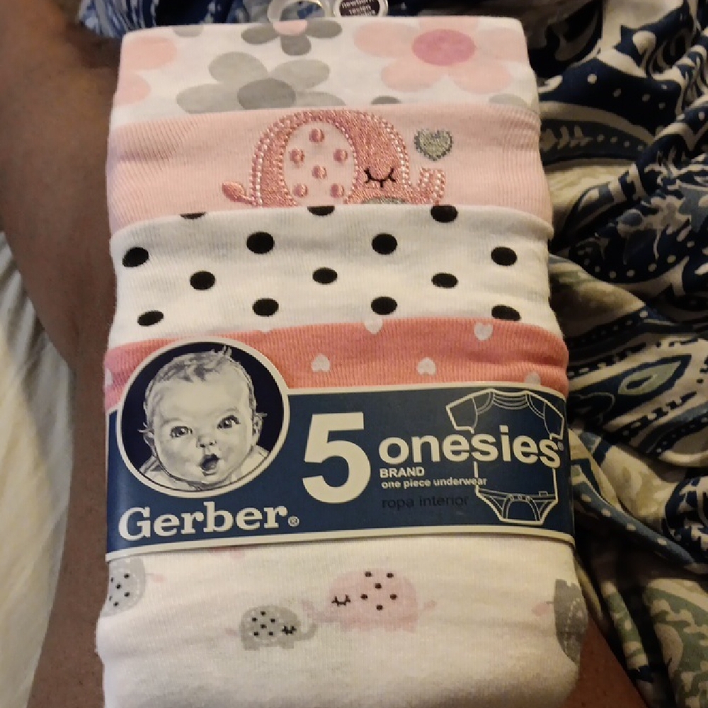 Gerber Baby Onesies Set - Pink, White, and Gray